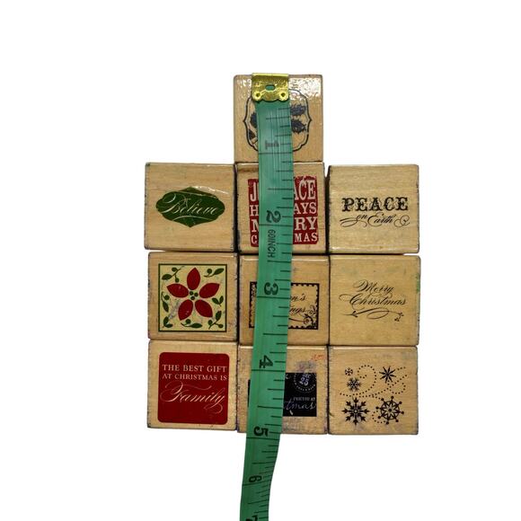 Lot of 10 Christmas Wood Mount Ink Stamps Peace of Earth Joy Peace Believe Gift - Picture 4 of 4